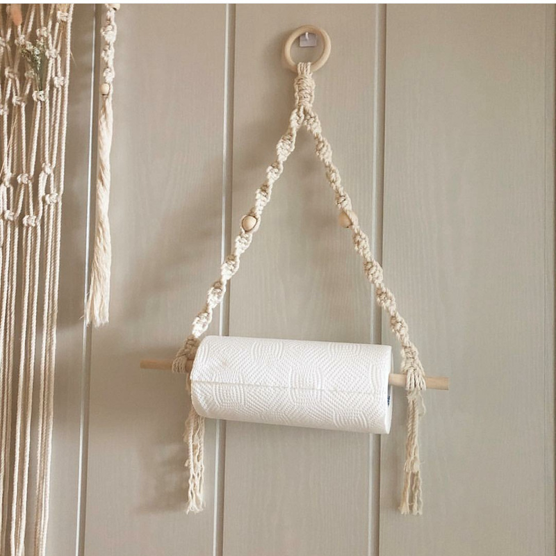 Home Textiles Towel - Macrame Paper Towel Holder Macrame Wall