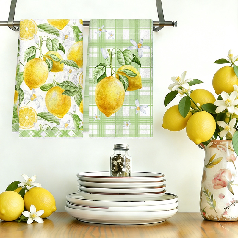 2pcs Yellow Lemon Kitchen Towe - Home Textiles Towel review and price