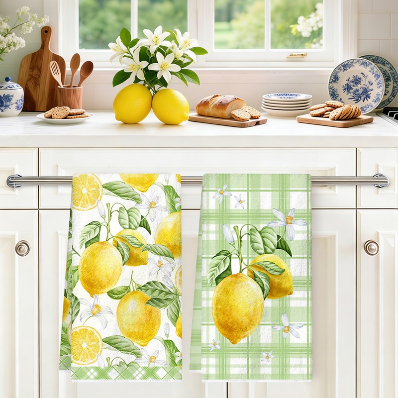 2pcs Yellow Lemon Kitchen Towe - Home Textiles Towel review and price