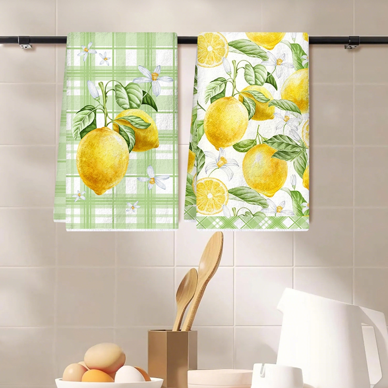 2pcs Yellow Lemon Kitchen Towe - Home Textiles Towel review and price